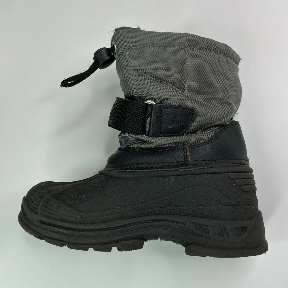 Black Gray Purple Snow Boots Kids Size 10 Waterproof Winter B84143I